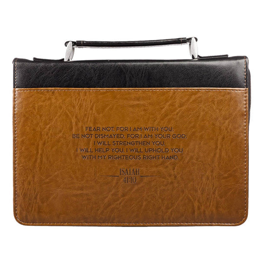 Bible Cover Classic Black/Brown Strengthen Isa. 41:10