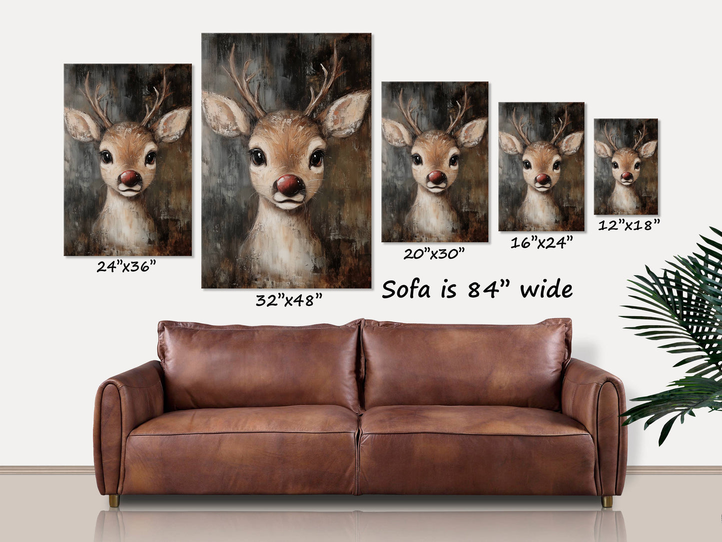 Rustic Red-nosed Reindeer Christmas 2025 Rudolph Canvas Art