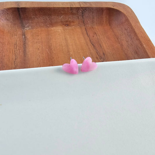 Hand Drawn Heart Studs – Bubblegum Bliss
