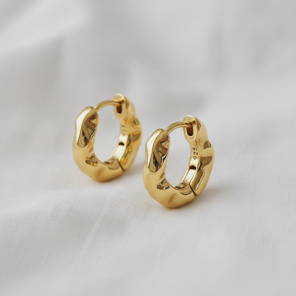 Sculptural Liquid Metal Hoop Earrings