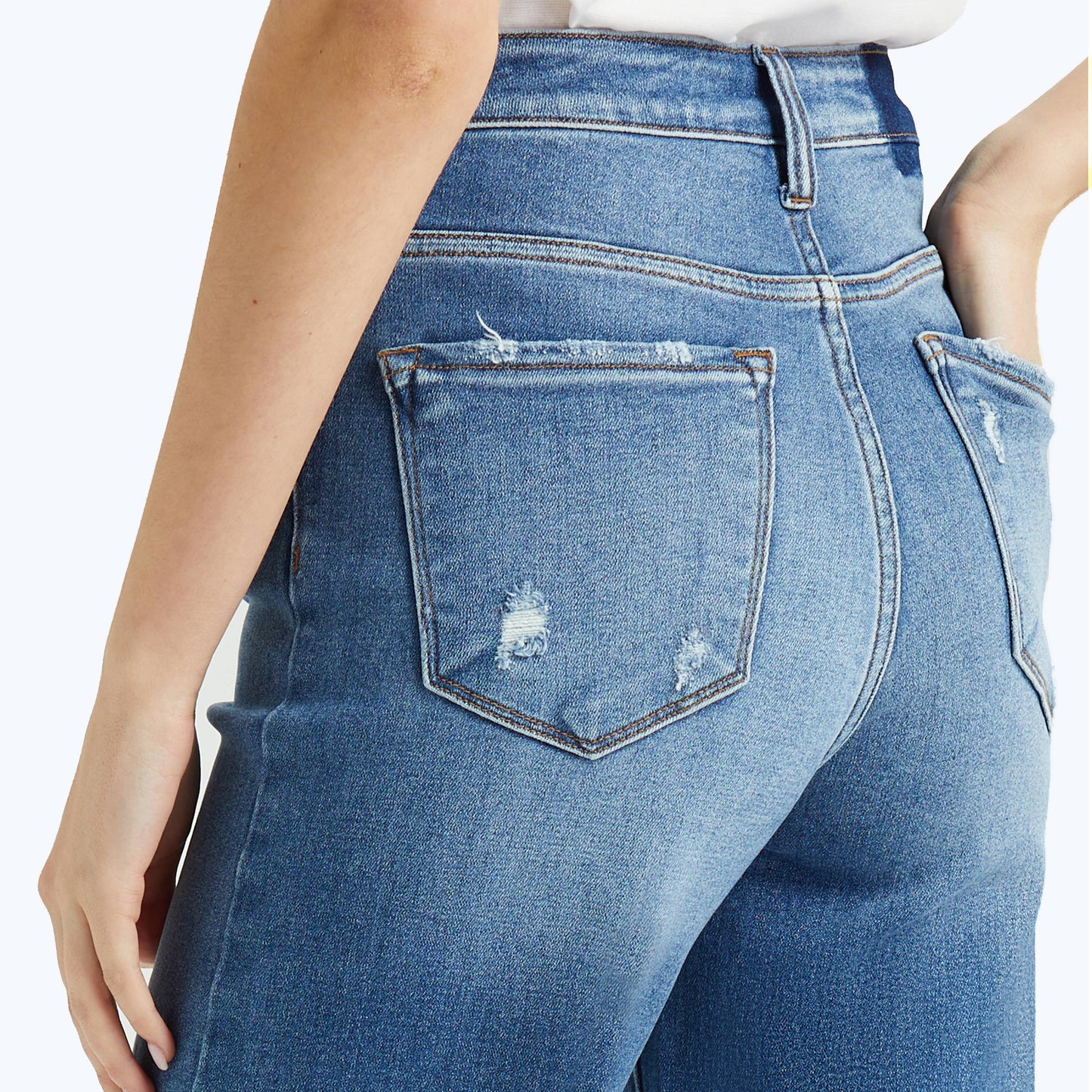 HIGH RISE WIDE LEG JEANS WITH RAW HEM