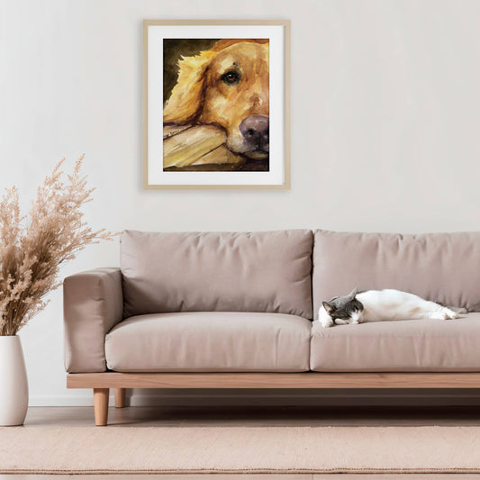 Sight of Golden Retriever - Print Under Glass Wall Art