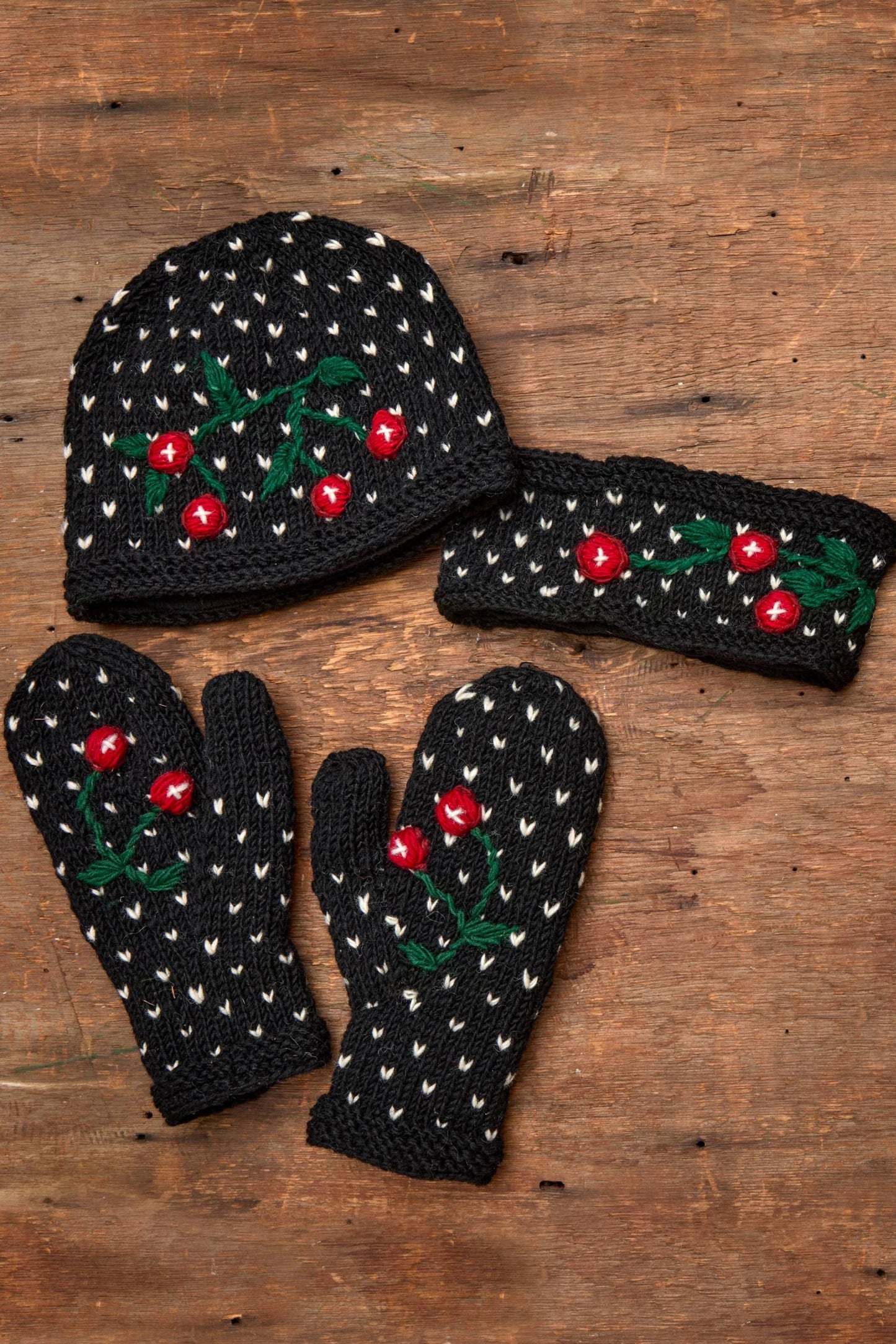 Cherries Noir Knit Beanie