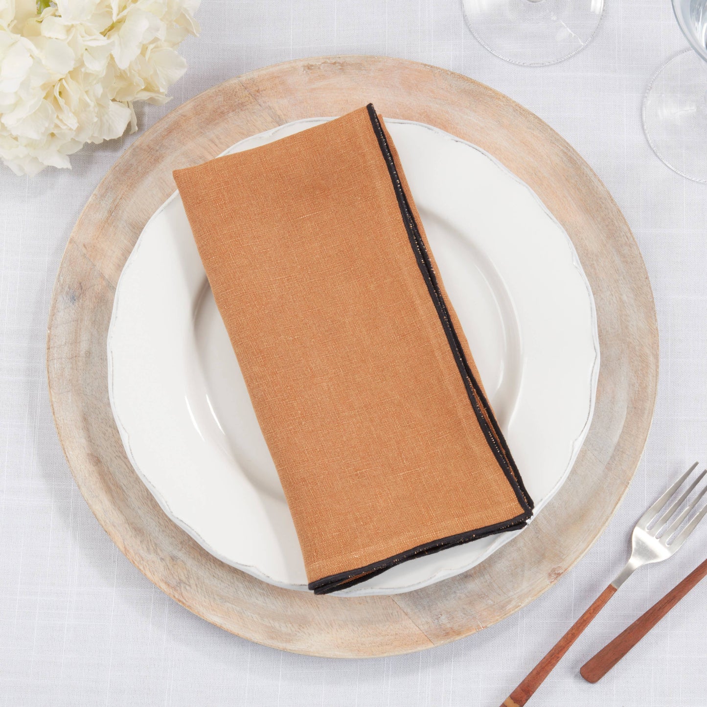 Linen Stonewashed Stitched Border Napkin