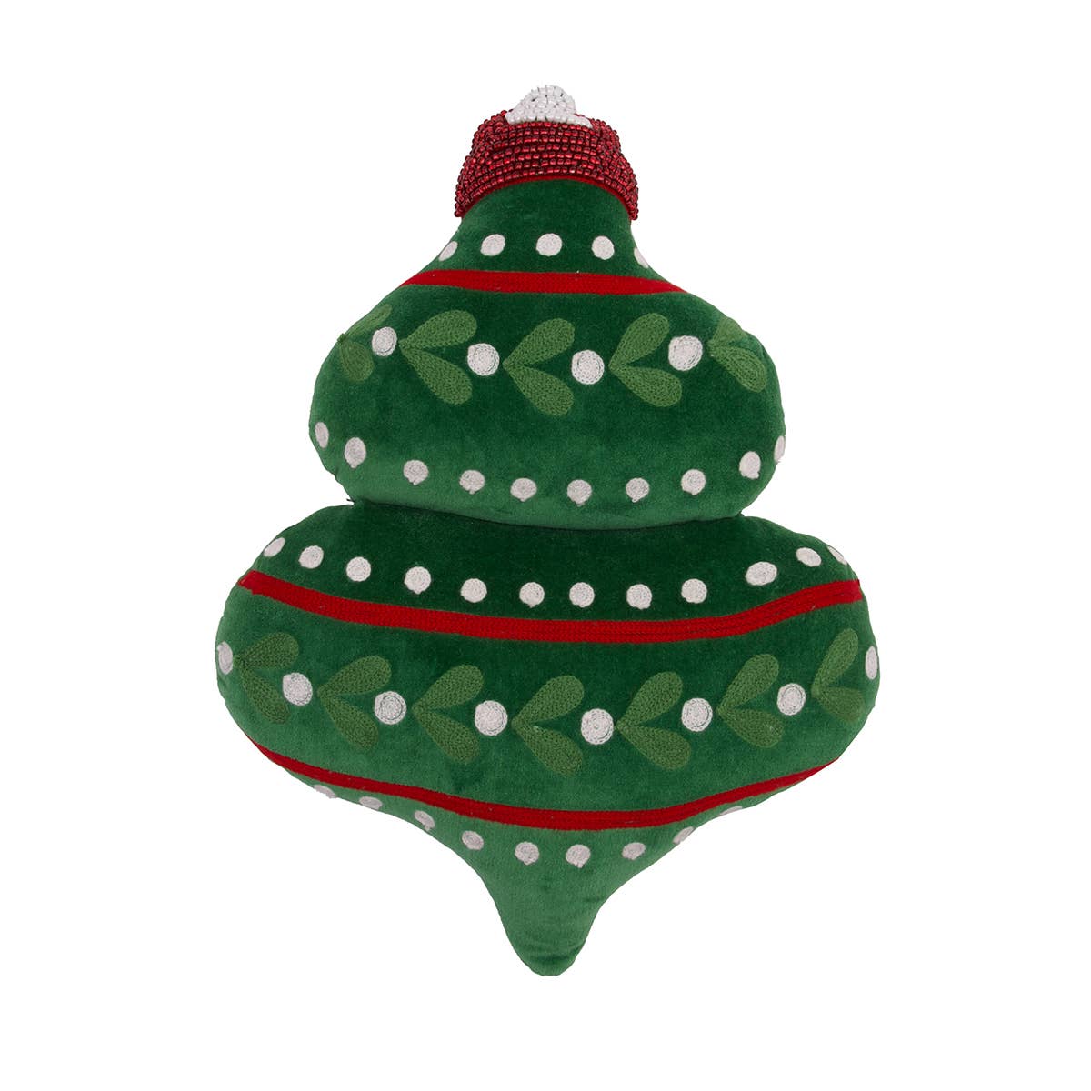 Christmas Green Finial Ornament Shaped Throw Pillow