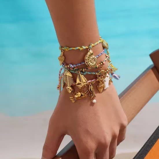 18K Stainless Steel Ocean Charm Bracelet - Waterproof