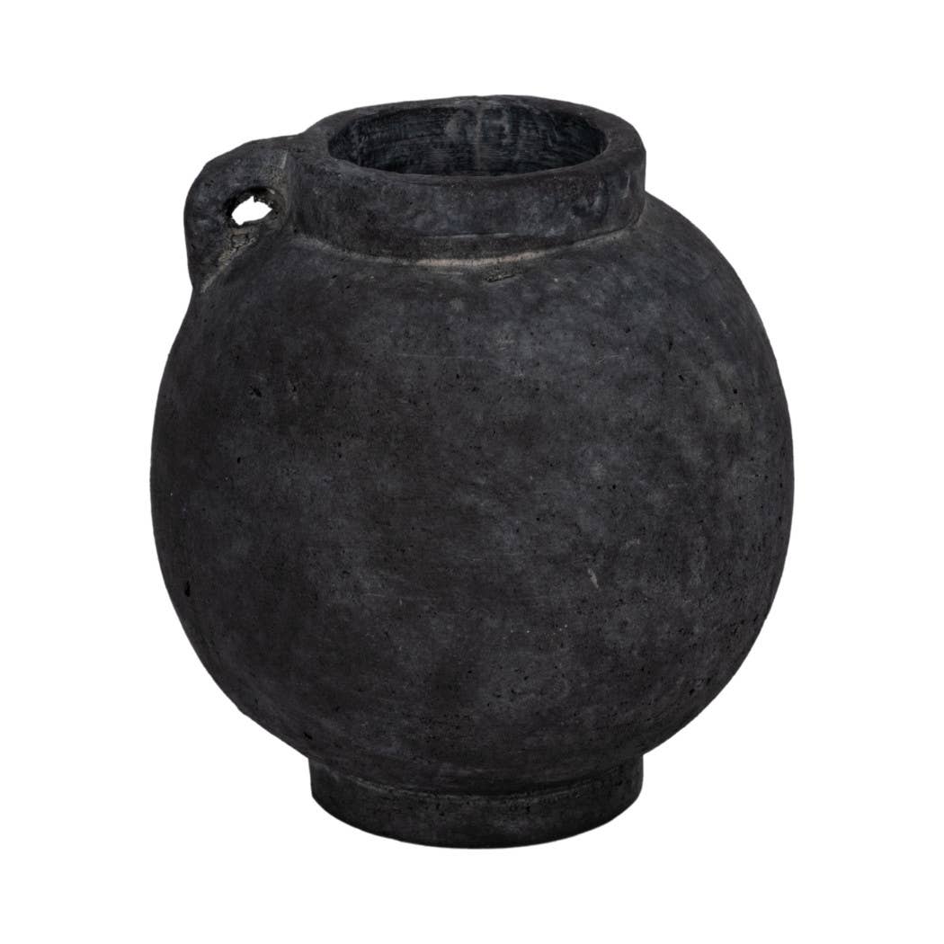 Black 7 in. Contemporary Pottery Bulbous Jug with Handle