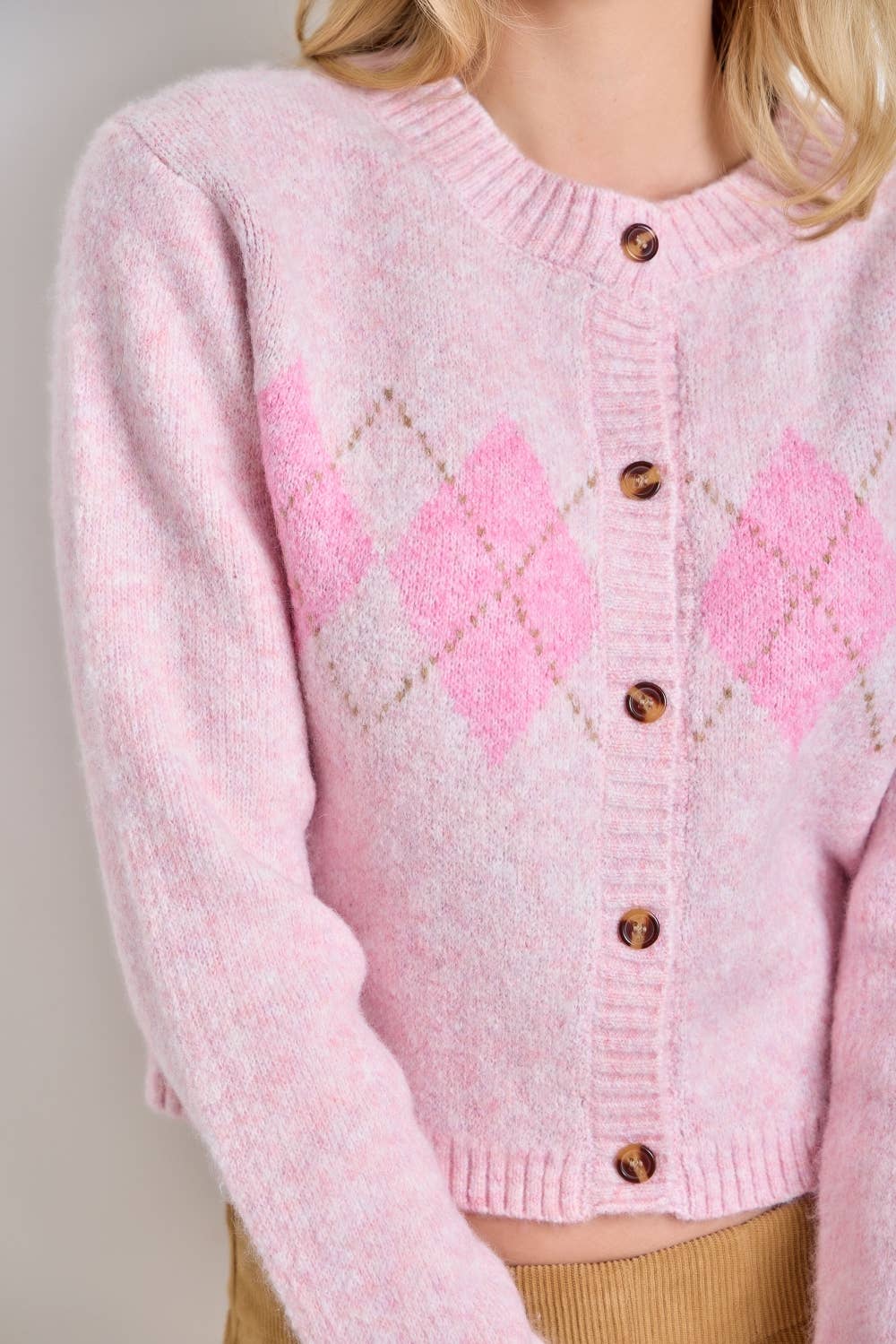 ARGYLE BUTTON UP CARDIGAN