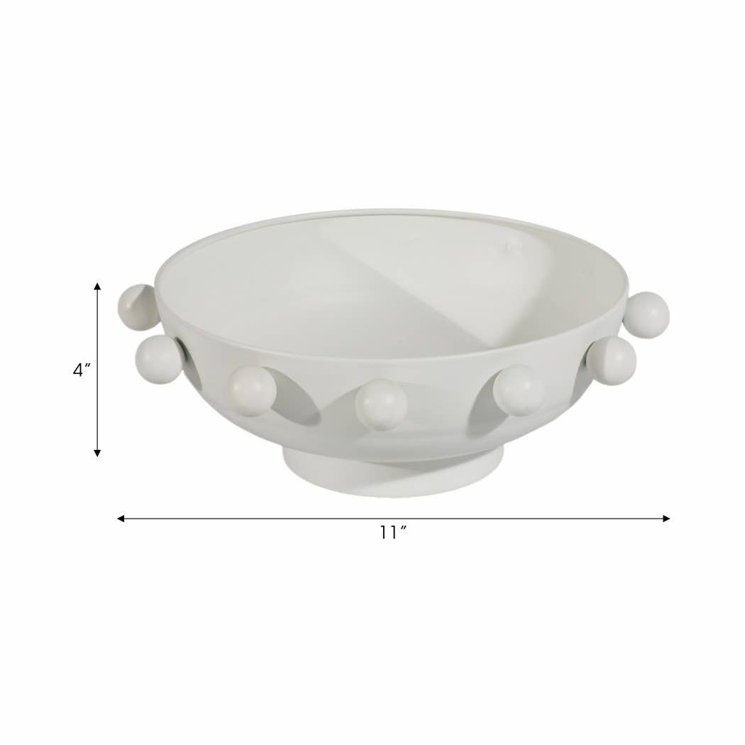 White 11 in. Iron Novelty Hobnail Solid Casual Home Bowl