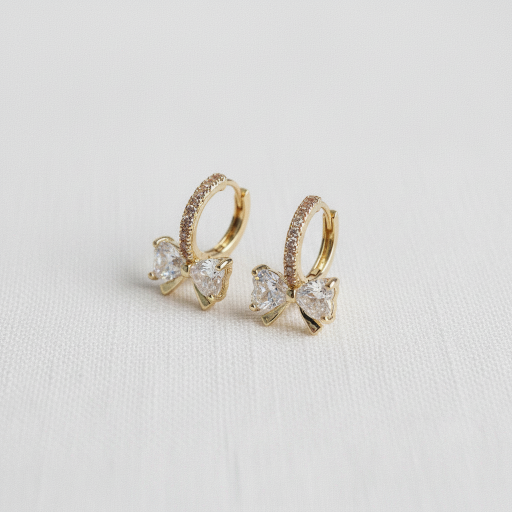 Vintage Inspired Zircon Bow Stud Earrings