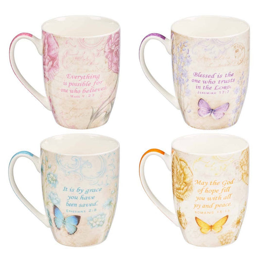 Mug Set 4pc Butterflies