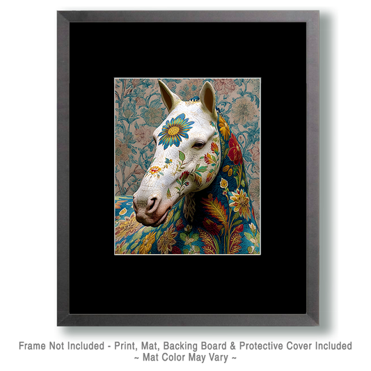 Vintage Tole Painted Equine Decor Horse - Matted Art Print