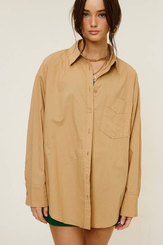 Oversized Cotton Button-Down Shirt