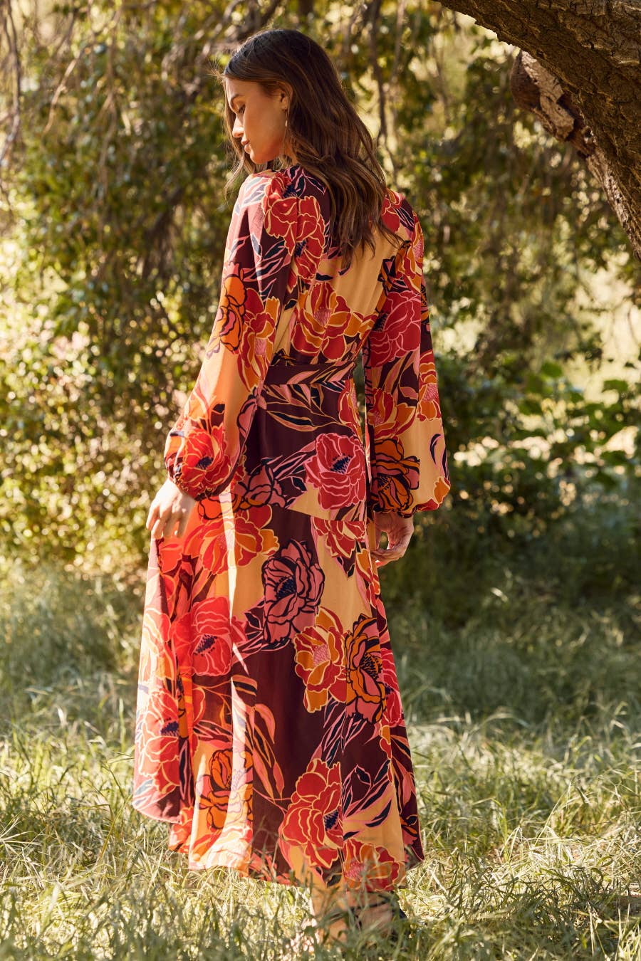 Floral Printed Wrapped Midi Dress