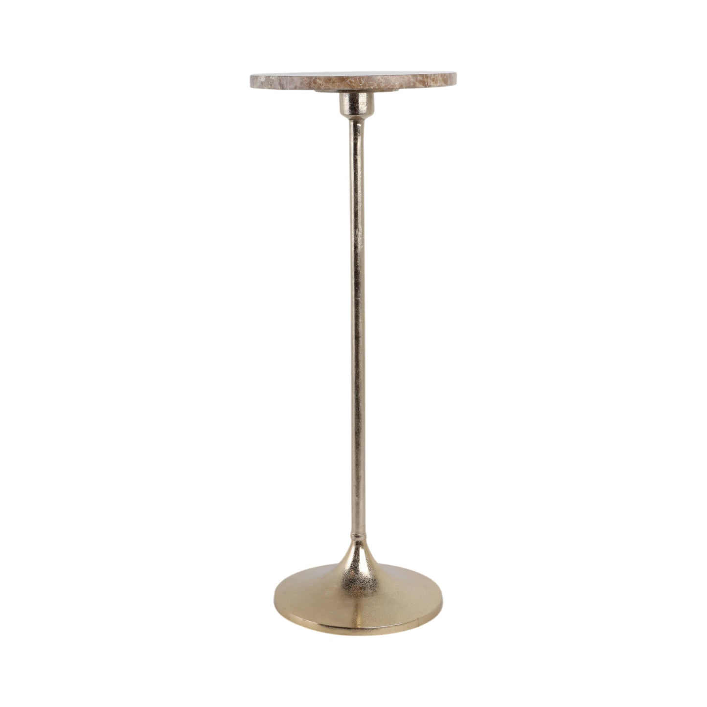 27X10" Marble Top Drink Table, Tan/Gold, Novelty, 27"H,