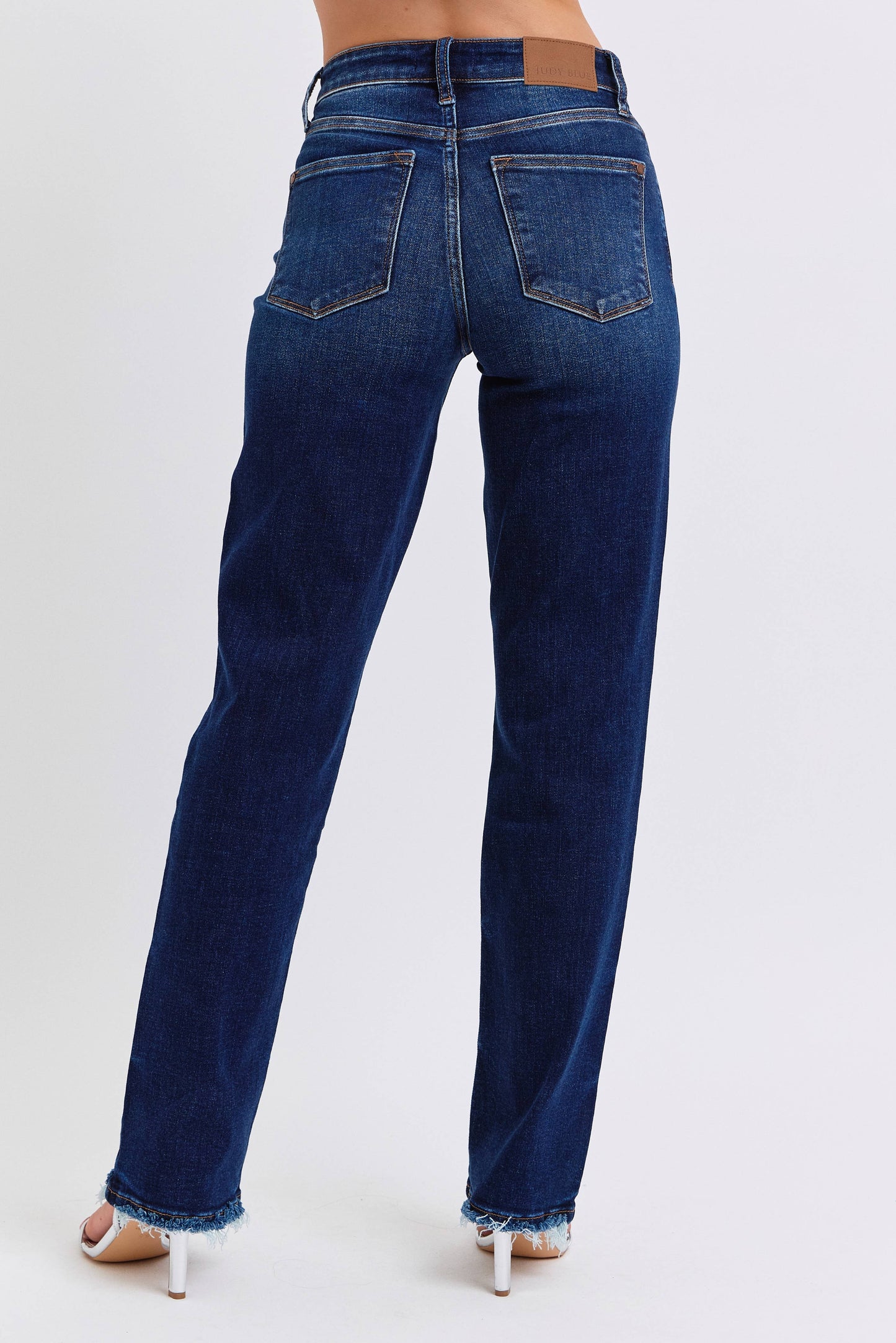 Mid Rise Straight Leg with Fray Hem