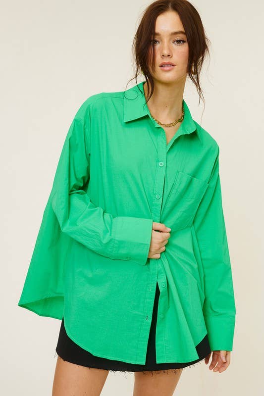 Oversized Cotton Button-Down Shirt