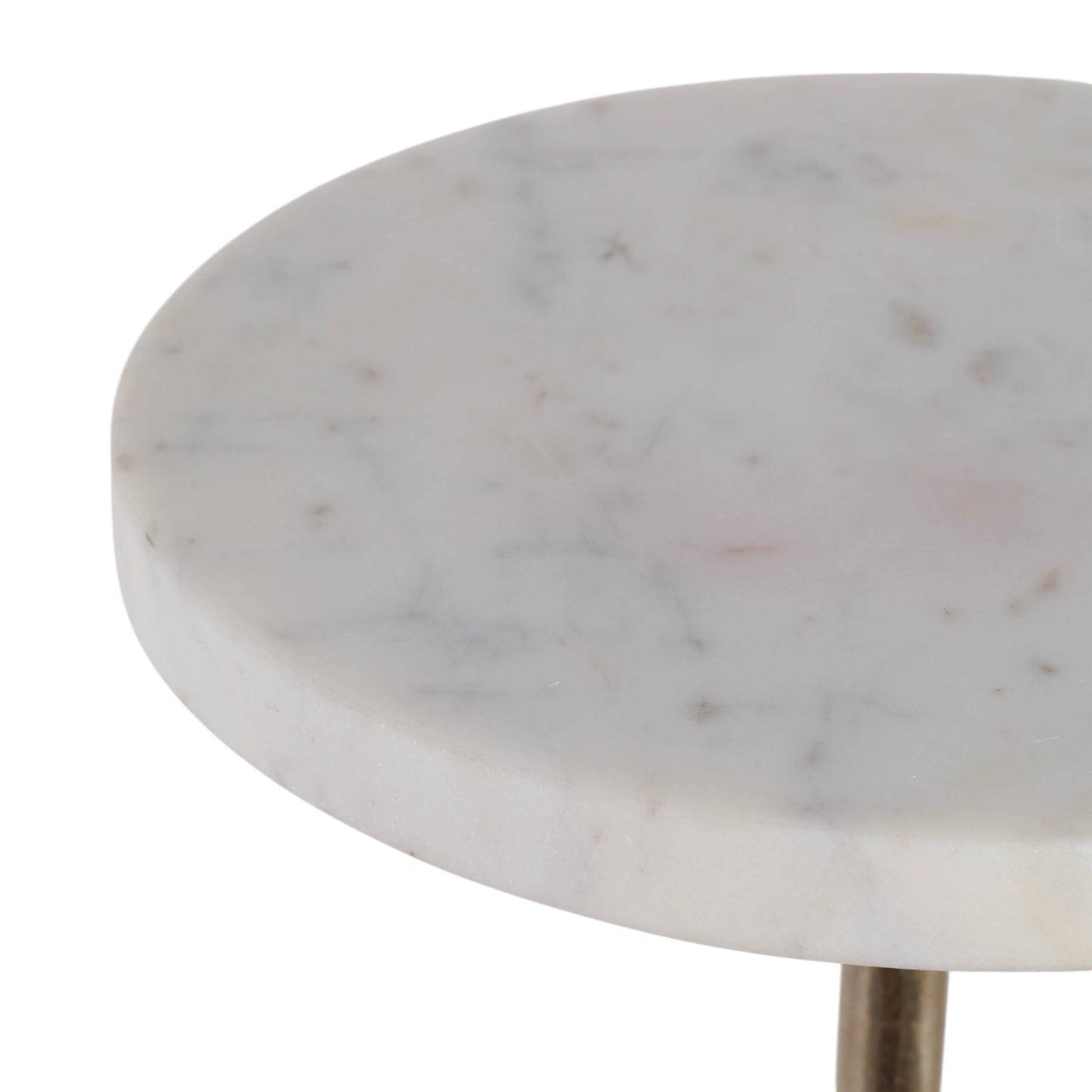 27X10" Marble Top Drink Table, White/Gold, Novelty, 27"H,