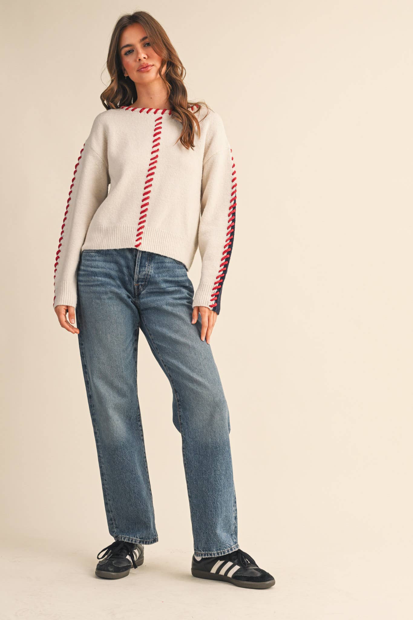 WHIP STITCH TWO-TONE SWEATER