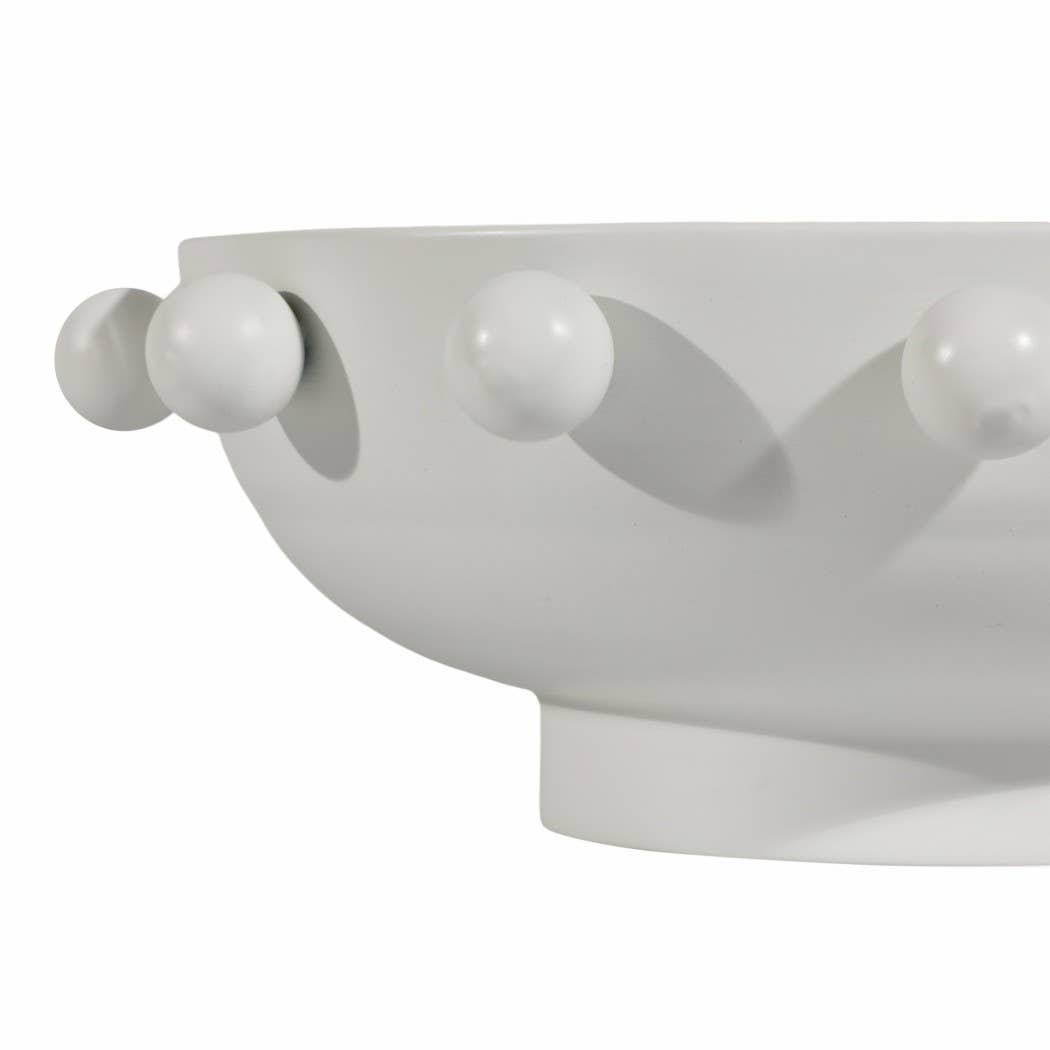 White 11 in. Iron Novelty Hobnail Solid Casual Home Bowl