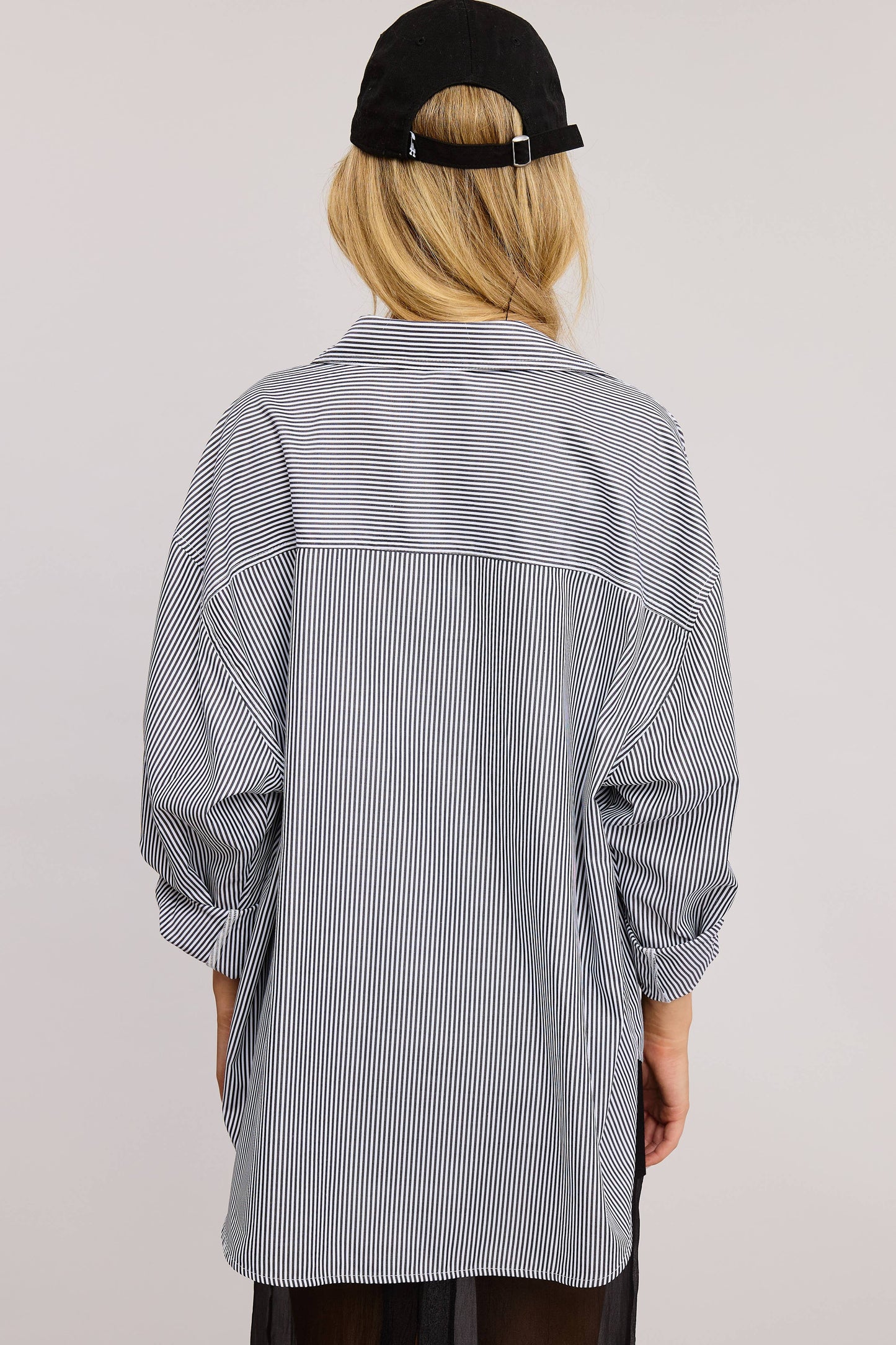 Oversized Stripe Long Sleeve Button Down Shirt