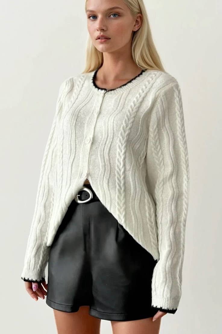 Contrast Cable Cardigans
