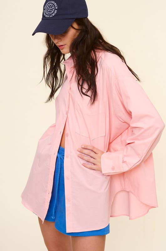 Oversized Cotton Button-Down Shirt