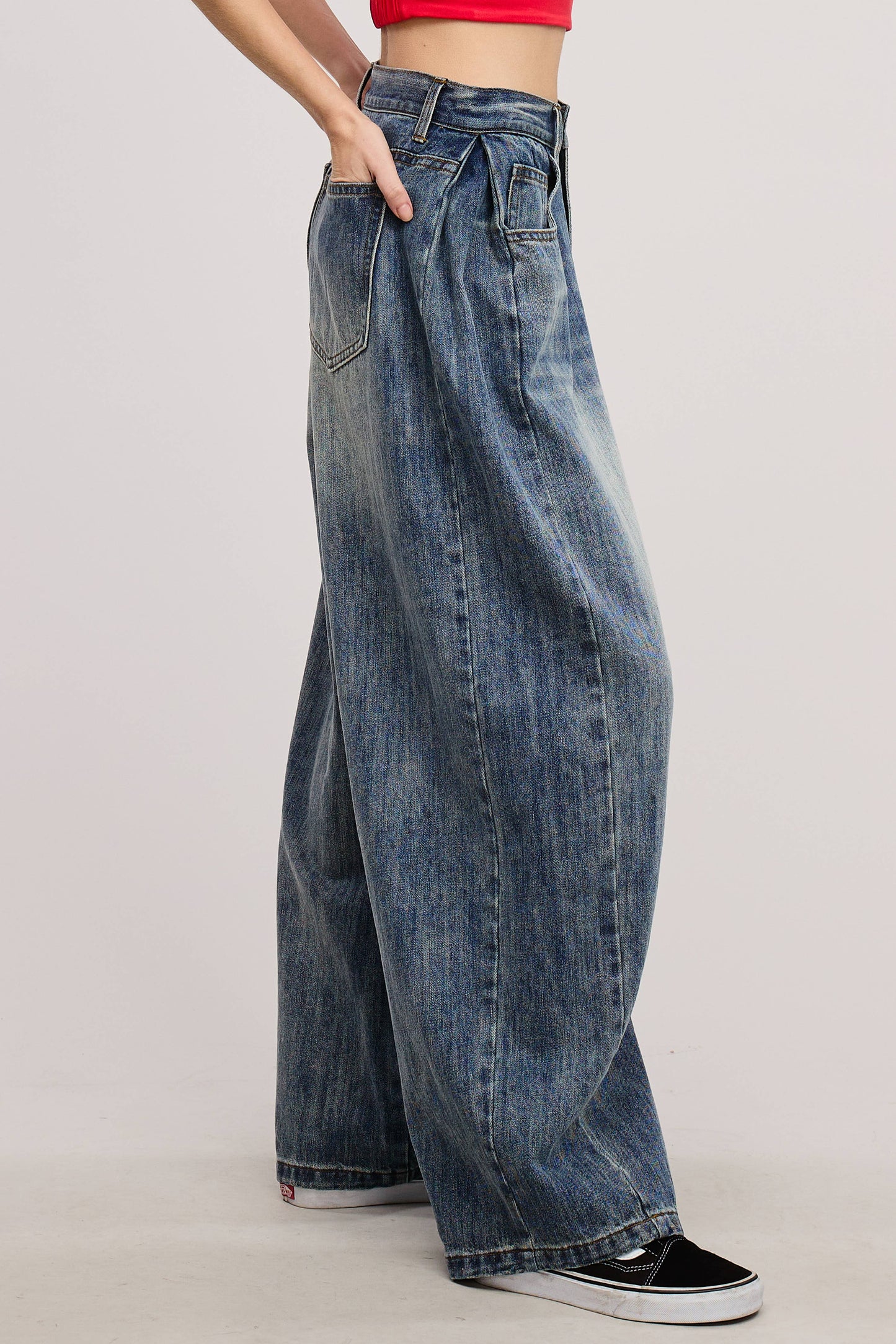 Stonewash Wide Leg Baggy Denim Jeans