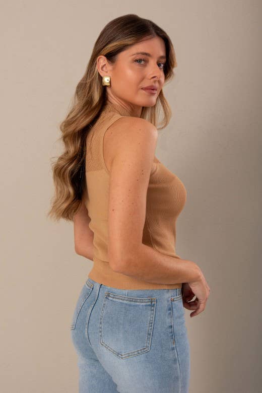 Knit Top with Turtleneck and Transparency