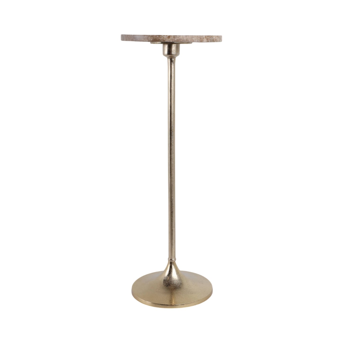 27X10" Marble Top Drink Table, Tan/Gold, Novelty, 27"H,
