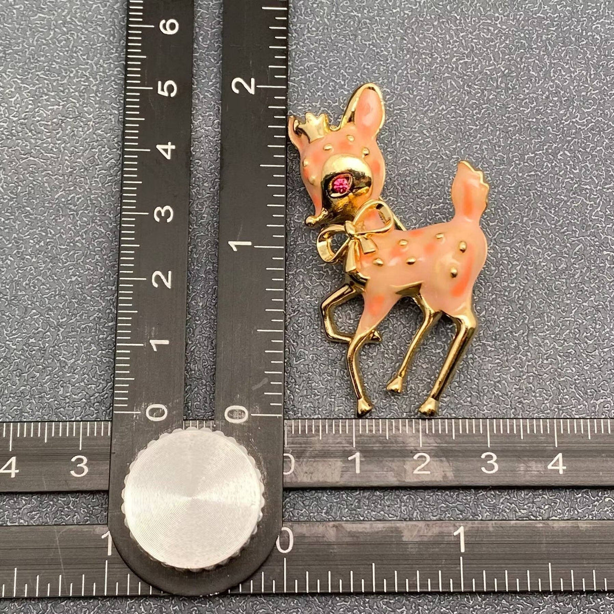 Pink Enamel Elk Brooch