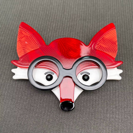 Fox Wearing Glasses Acrylic Brooch