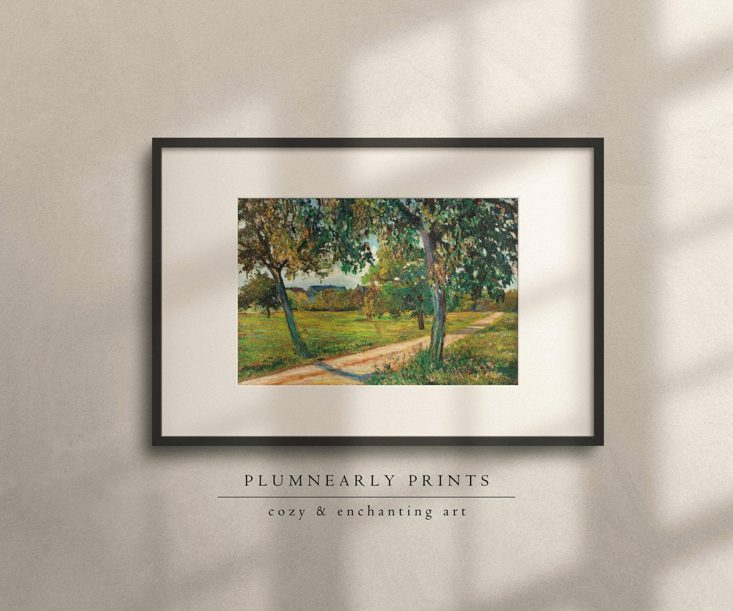 Yellow Green Landscape Oil Painting Framed Canvas Art 23