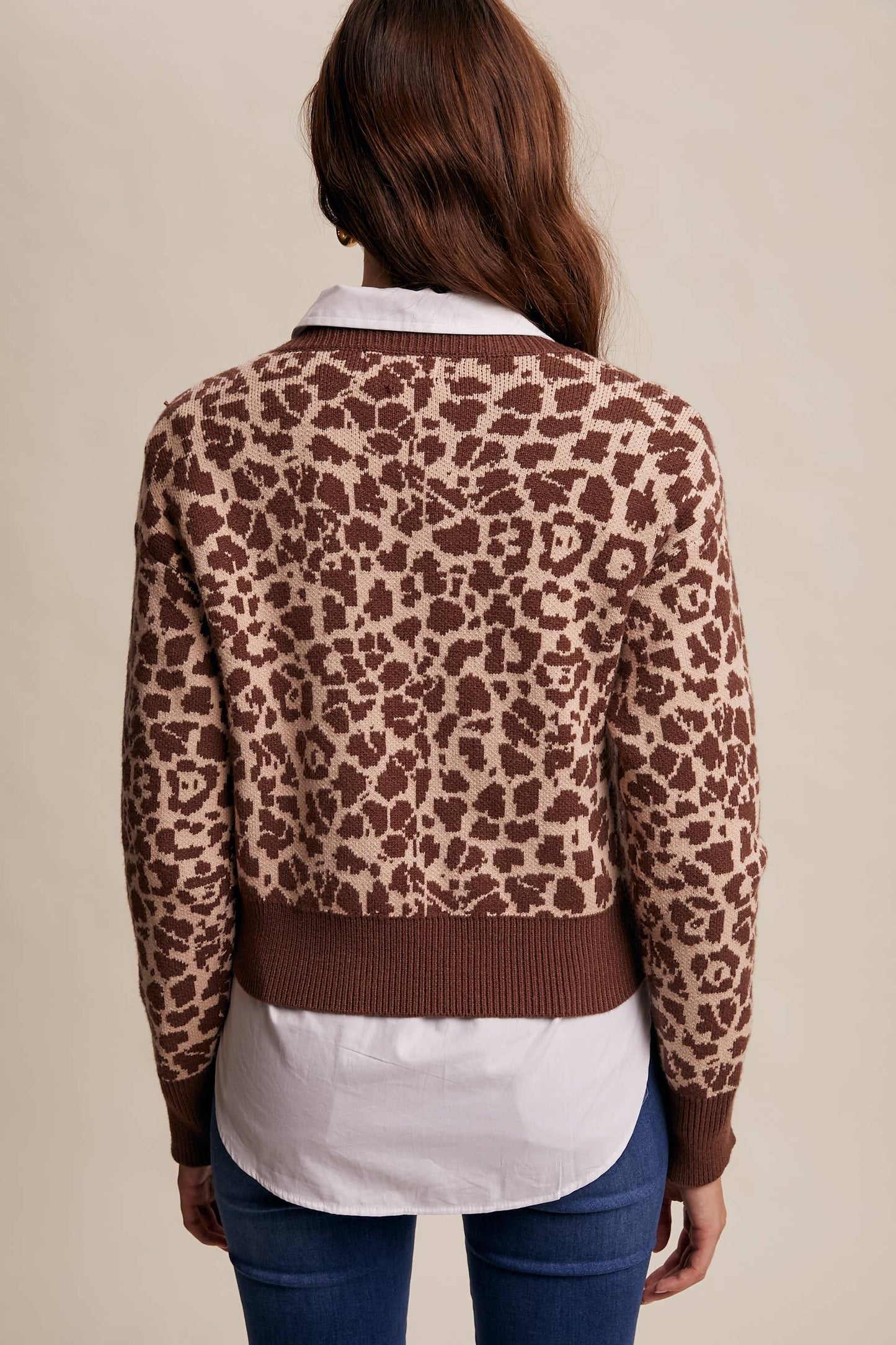 Leopard Knit Button-Up Cardigan