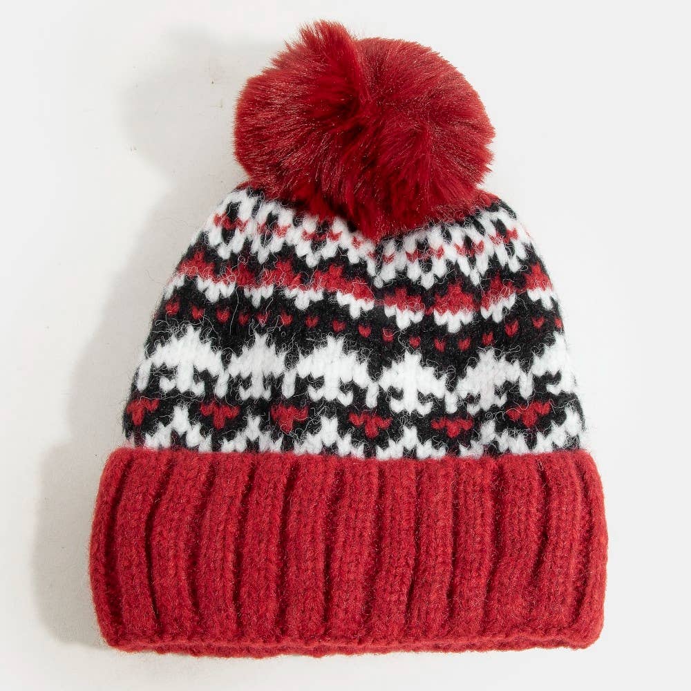 Warm Winter Theme Pom Beanie