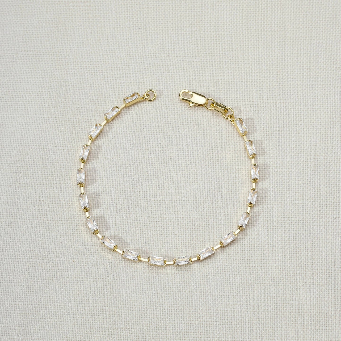 18K Gold Filled Sideways Baguette Tennis Bracelet
