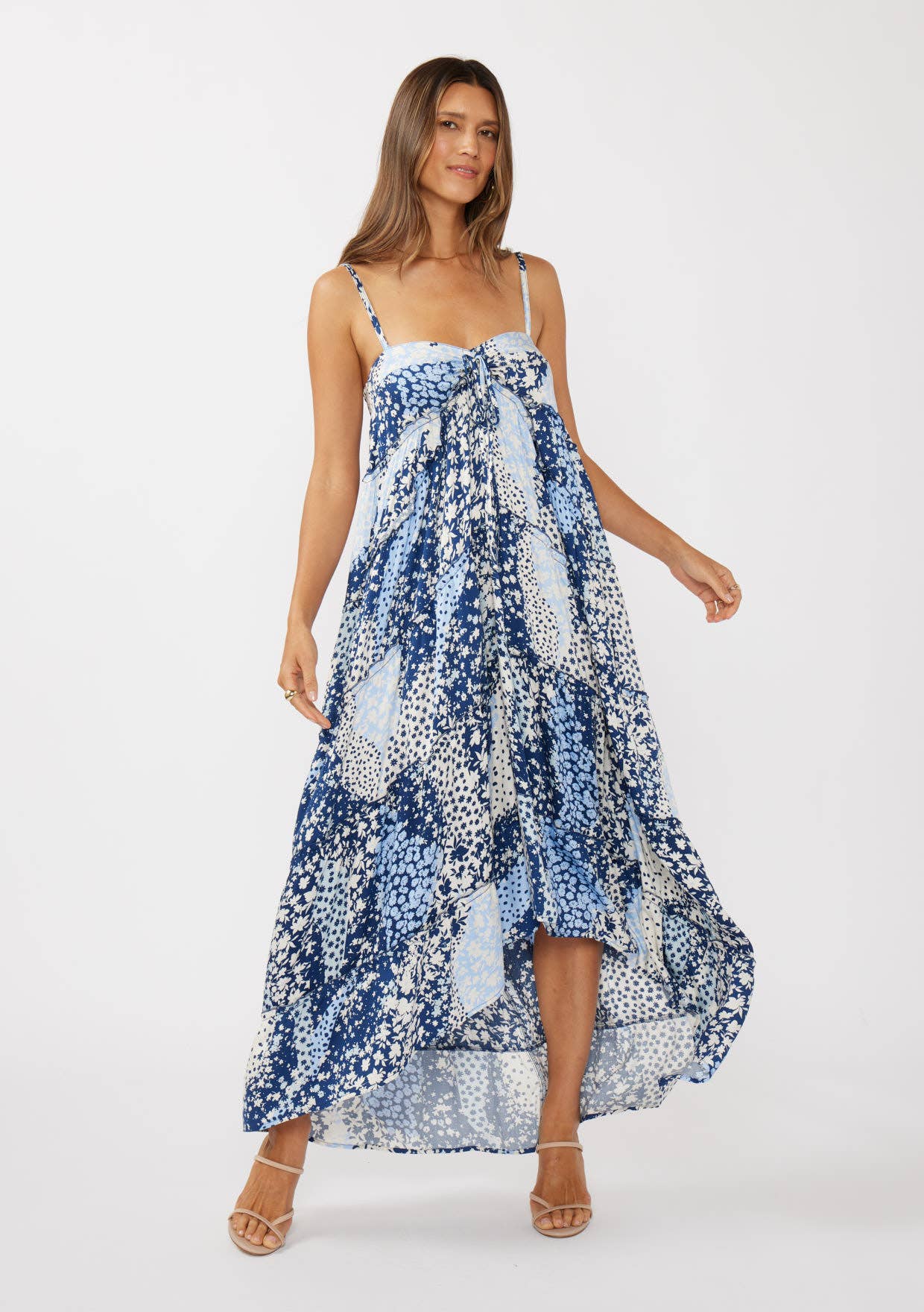 Floral Tiered Spaghetti Strap Maxi Dress