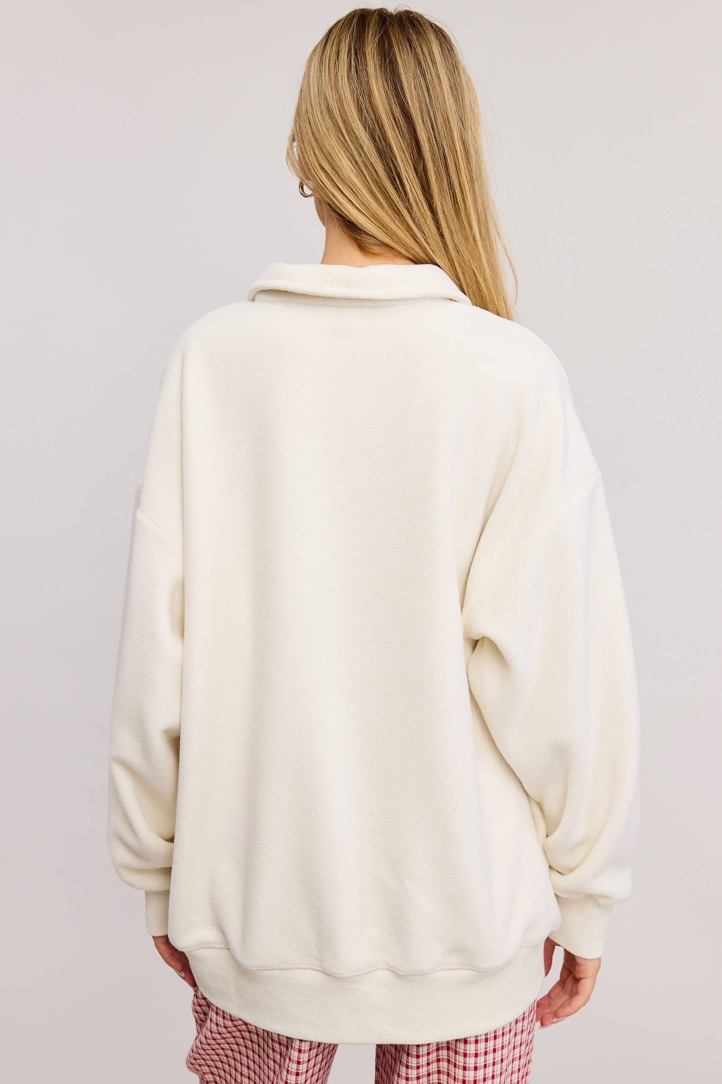 Teddy Velour Buttoned Collar Pullover Knit Sweater