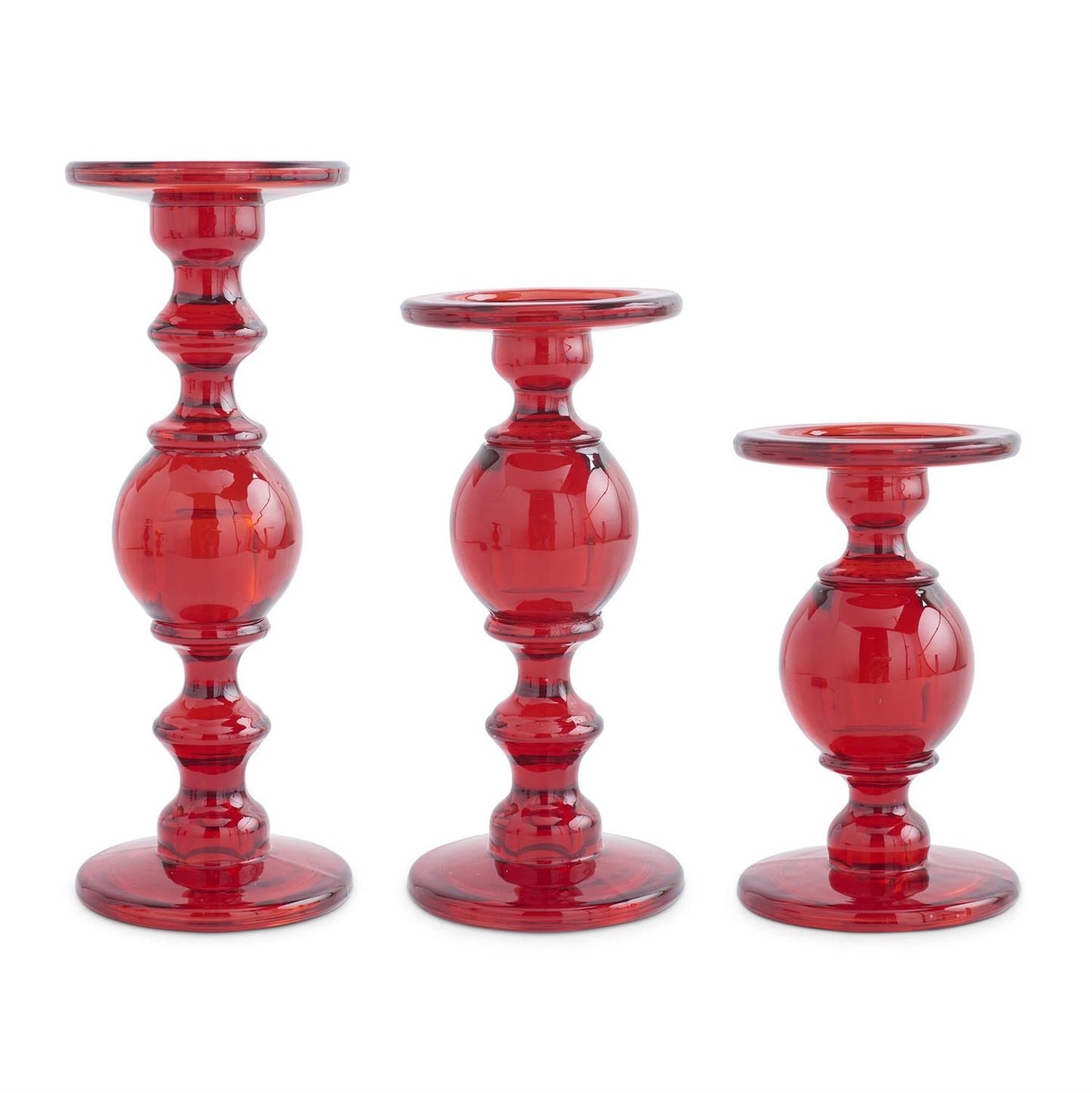 Set of 3 Transparent Glass Taper/Pillar Candleholders