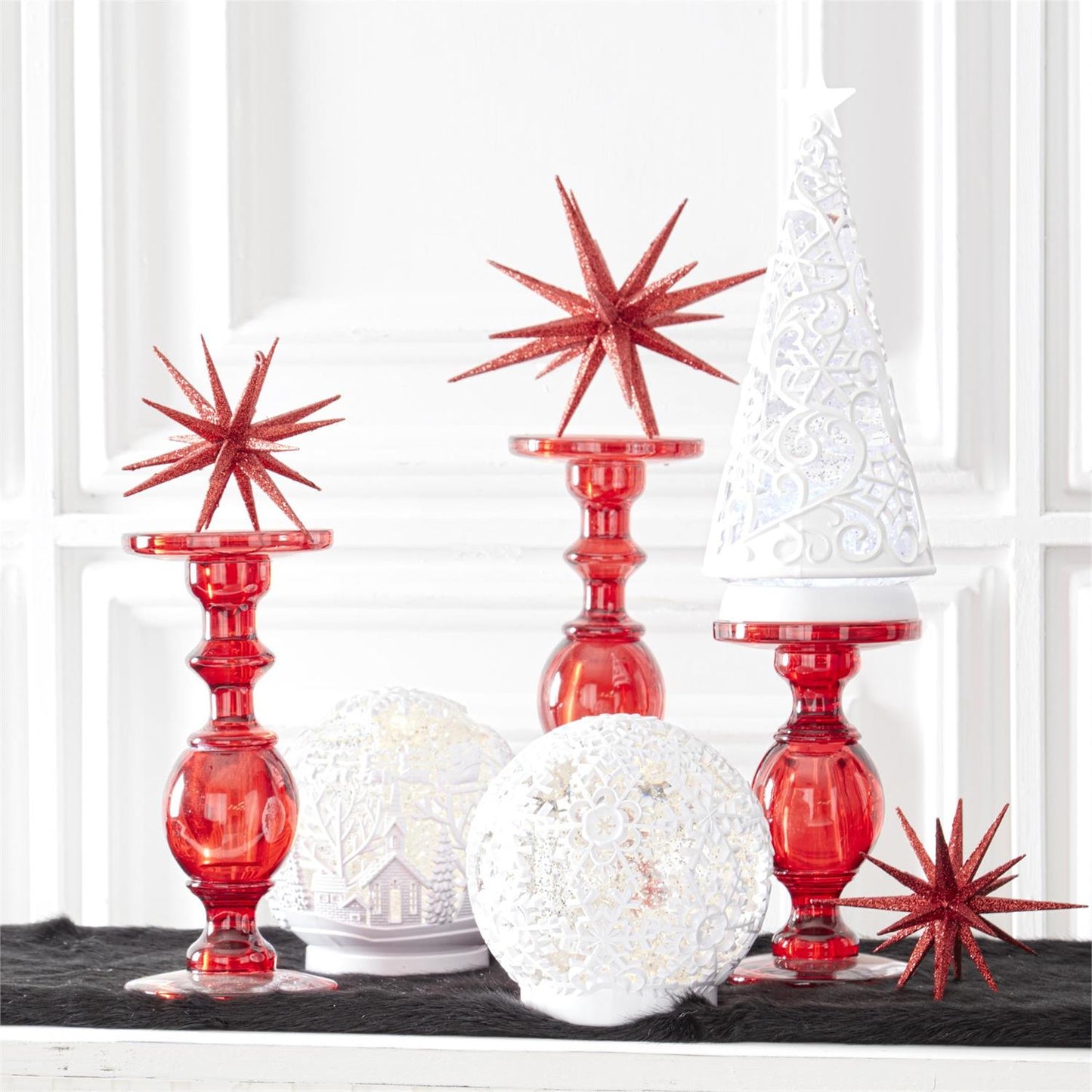 Set of 3 Transparent Glass Taper/Pillar Candleholders
