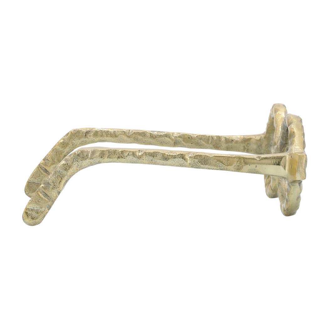 Gold 7 in. Metal Abstract Round Glasses Sculpture