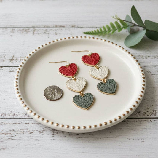 Hopeless Romantic Triple Heart Earrings
