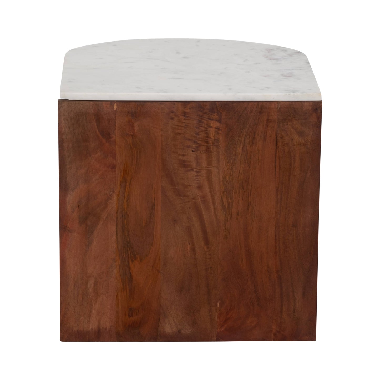 20" in Brown Mango Wood/Marble Half Round Side Table