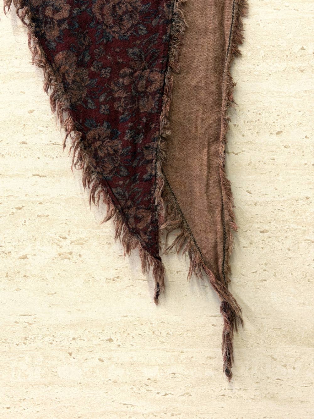 Floral Print Triangle Fringe Scarf
