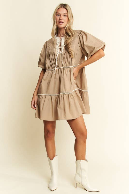 SOLID TIERED DRESS