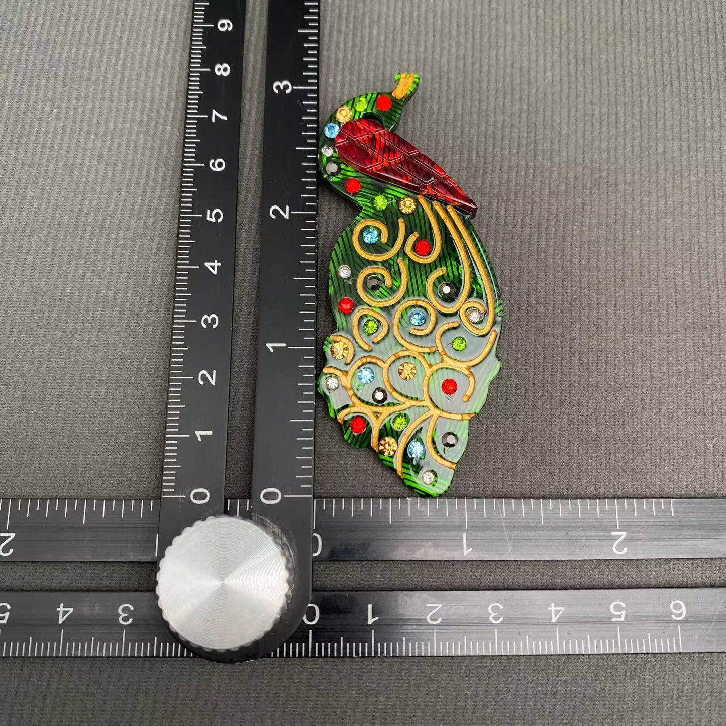 Rhinestones Inlaid Peacock Acrylic Brooch