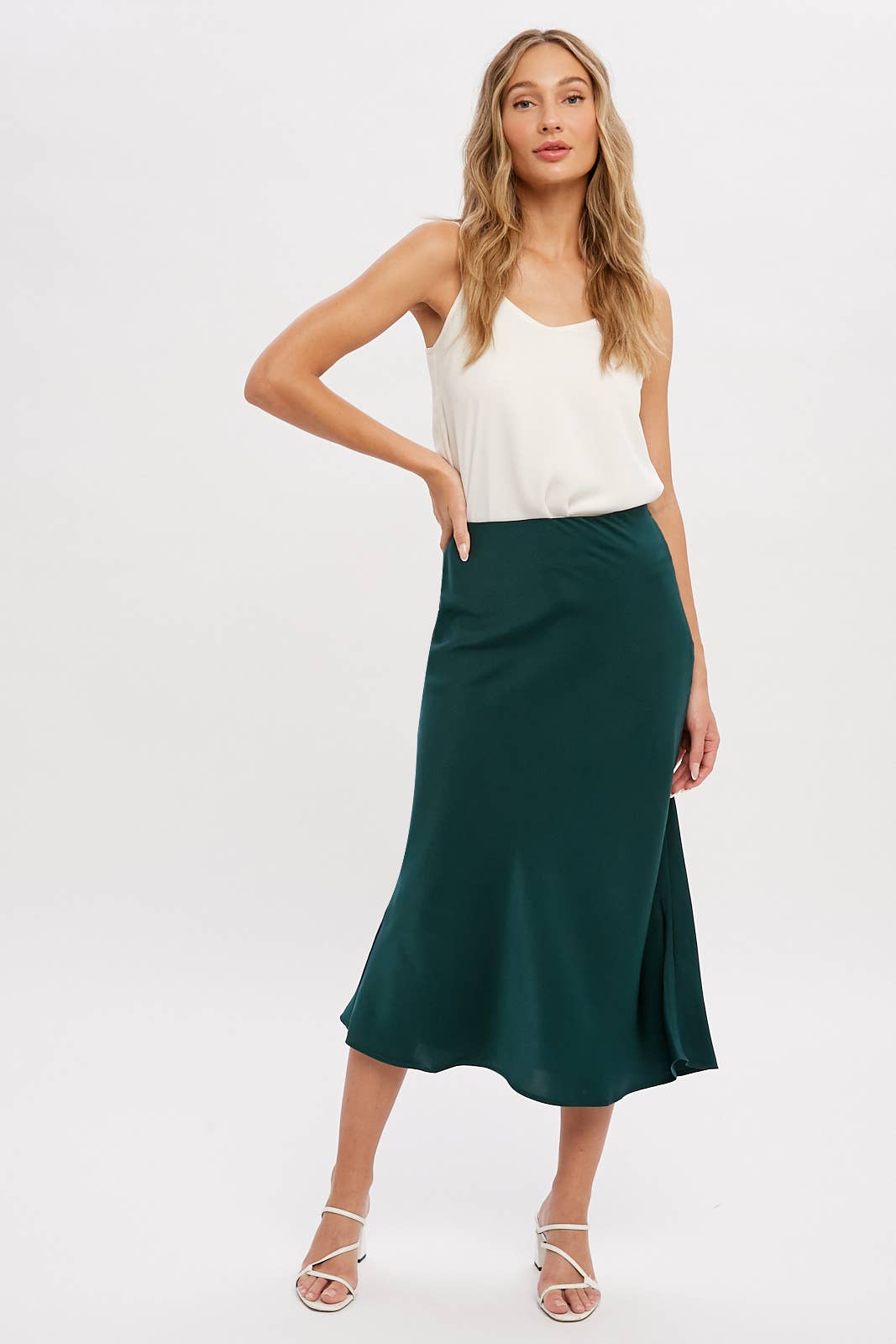 SATIN MIDI SKIRT