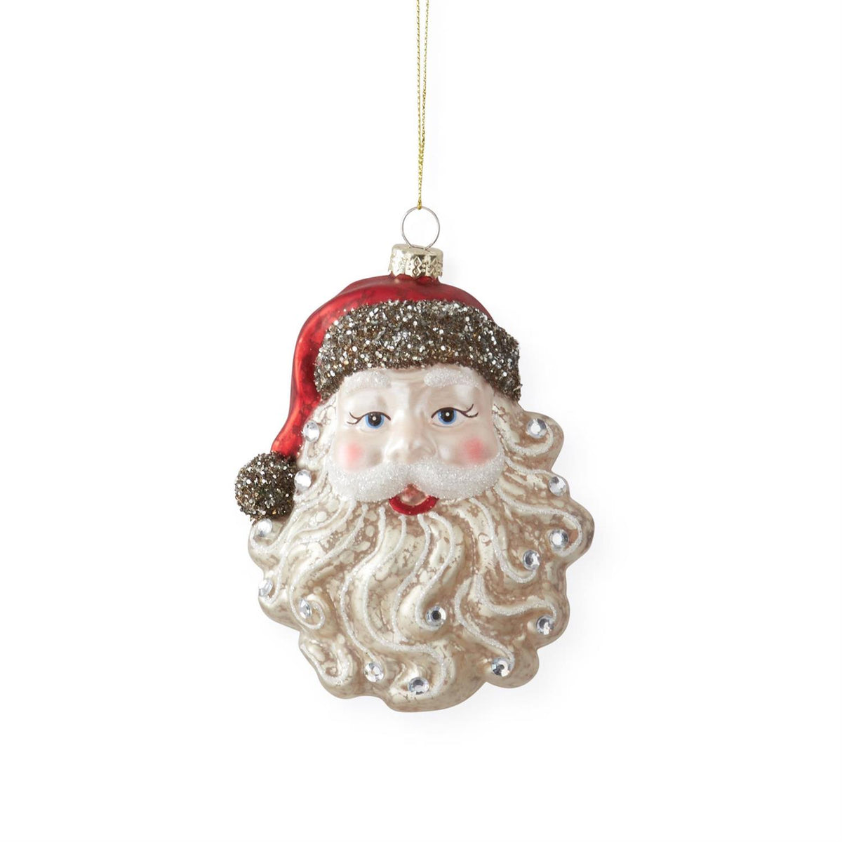 Vintage Glass Santa 5" Head Ornament