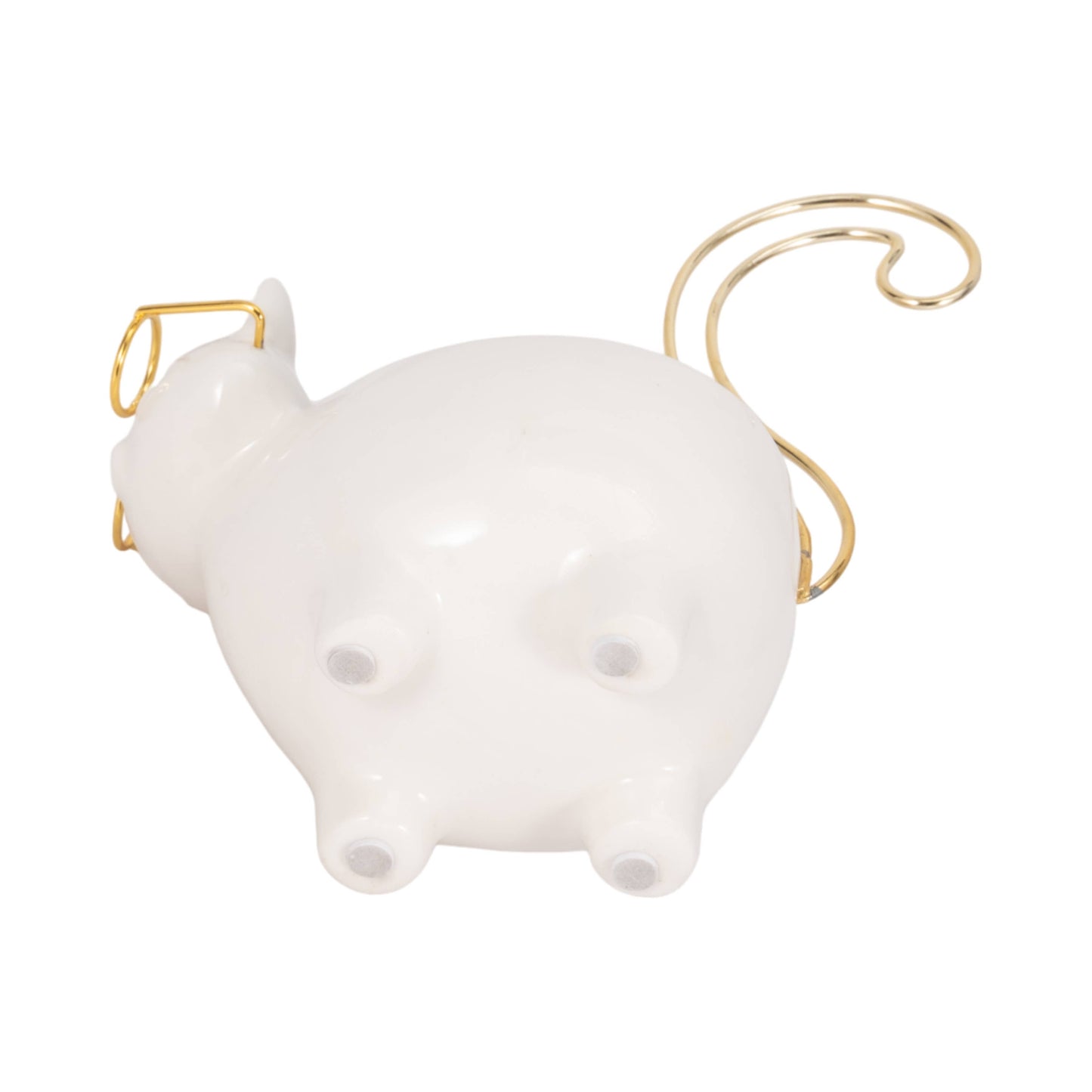 White/Gold 6 in. Ceramic Boho Kitty Trinket Dish