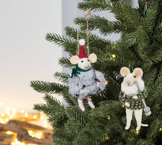 Winter Mouse Ornament-2 Assorted-5"H Mouse